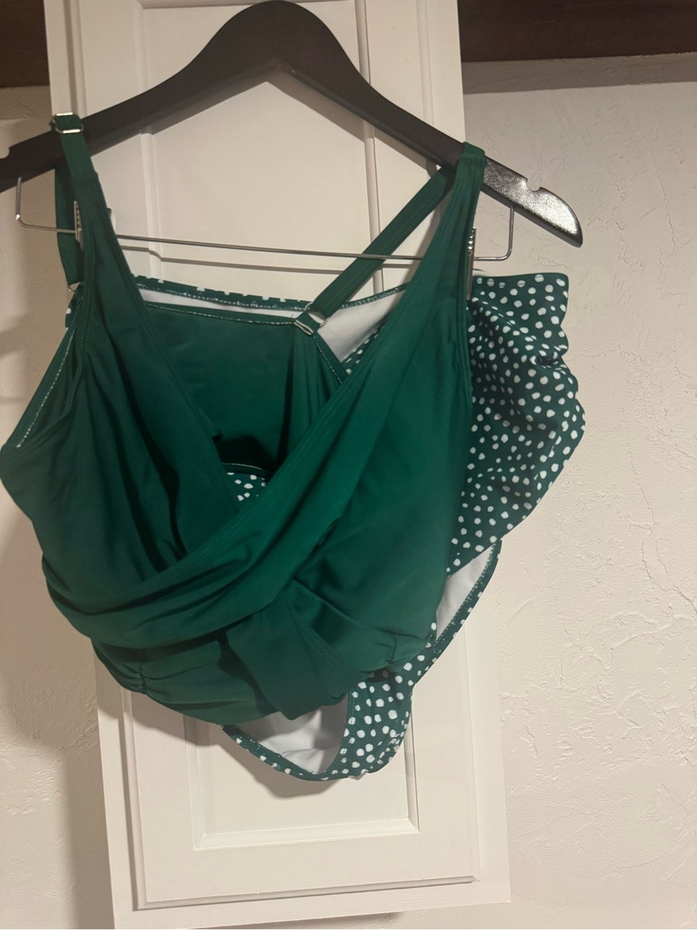 Green Polka Dot Two-Piece Swimsuit Set 1Xl plus